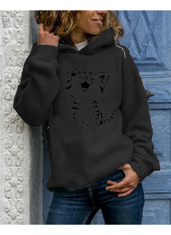 Generic - 2024 New Womens Long Sleeve Hoodie Animal Print red hooded - Image 1