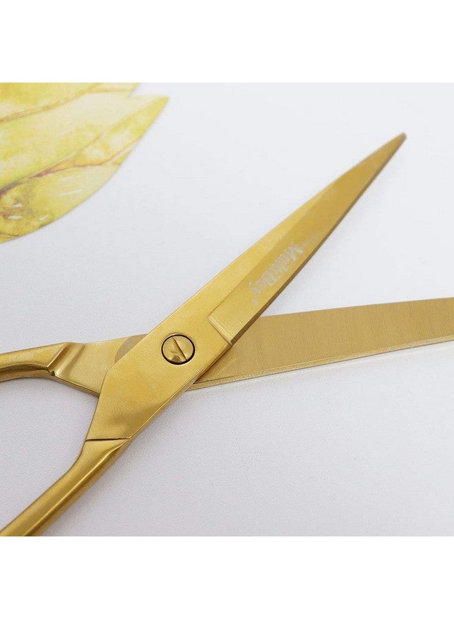 مالتي باي مقص مستقيم من الفولاذ المقاوم للصدأ المعاد تدويره مقاس 7 بوصات من القماش النحاسي الذهبي متعدد الأغراض مصنوع من الجلد للفنون والحرف مقصات ورقية شديدة التحمل - Image 5