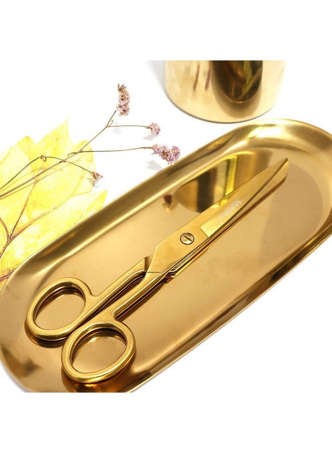 مالتي باي مقص مستقيم من الفولاذ المقاوم للصدأ المعاد تدويره مقاس 7 بوصات من القماش النحاسي الذهبي متعدد الأغراض مصنوع من الجلد للفنون والحرف مقصات ورقية شديدة التحمل - Image 3