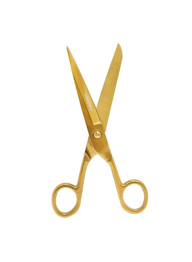 مالتي باي مقص مستقيم من الفولاذ المقاوم للصدأ المعاد تدويره مقاس 7 بوصات من القماش النحاسي الذهبي متعدد الأغراض مصنوع من الجلد للفنون والحرف مقصات ورقية شديدة التحمل - Image 1