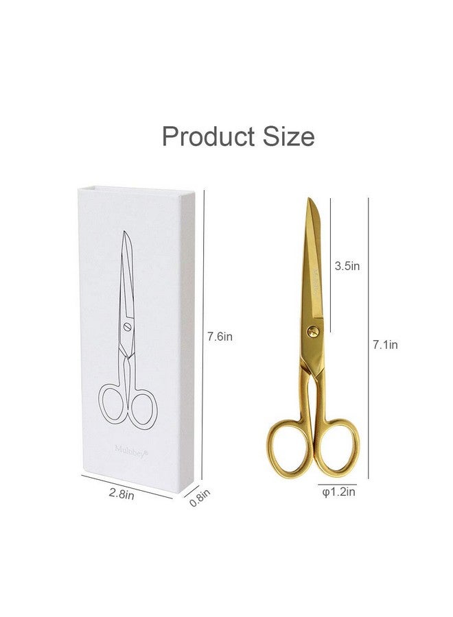 مالتي باي مقص مستقيم من الفولاذ المقاوم للصدأ المعاد تدويره مقاس 7 بوصات من القماش النحاسي الذهبي متعدد الأغراض مصنوع من الجلد للفنون والحرف مقصات ورقية شديدة التحمل - Image 2