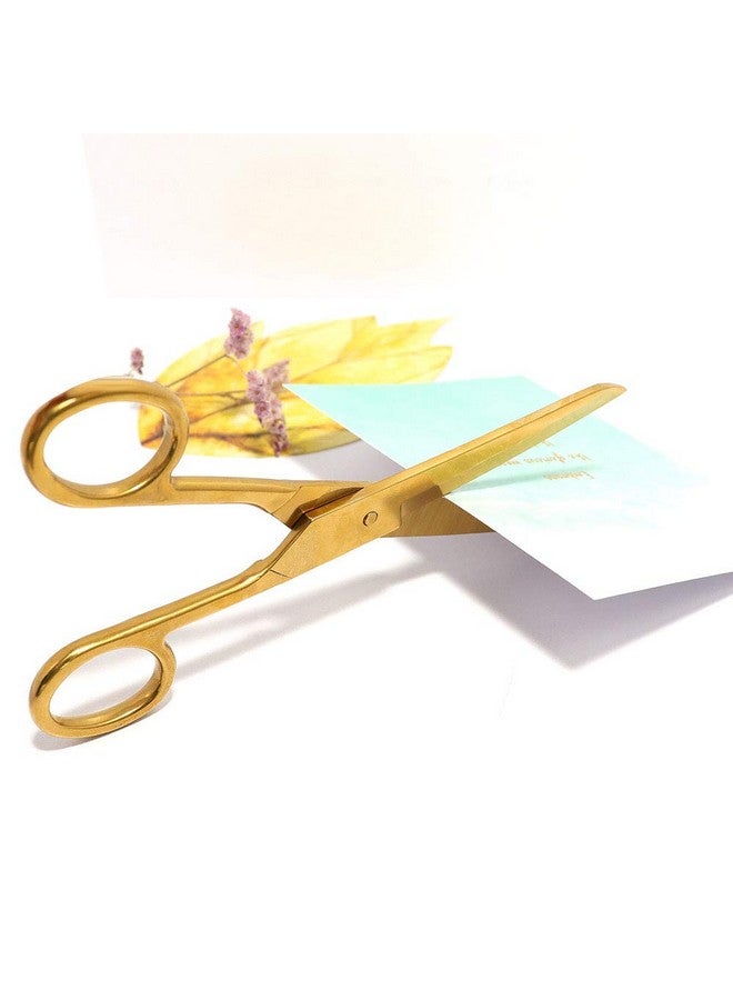 مالتي باي مقص مستقيم من الفولاذ المقاوم للصدأ المعاد تدويره مقاس 7 بوصات من القماش النحاسي الذهبي متعدد الأغراض مصنوع من الجلد للفنون والحرف مقصات ورقية شديدة التحمل - Image 4