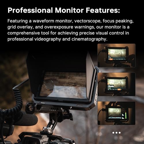 VILTROX مراقب الكاميرا VILTROX DC-X3 بشاشة تعمل باللمس FHD IPS، 2000 نيت، مجموعة مراقب الفيديو 4K SDI HDMI في/خارج مع غطاء شمس، 3D LUT، أدوات الموجة، الهيستوغرام و Vectorscope، أسود - Image 3
