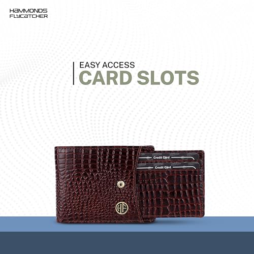 HAMMONDS FLYCATCHER Wallet for Men Leather Original, Mens Wallet, Leather Wallets for Men Stylish, Bi-Fold Wallets for Man, 5 Card Slots, Easy Access Card Slots, Coin Pocket, Mens Gift - Croc Brown - Image 5