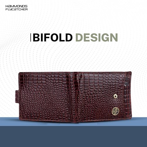 HAMMONDS FLYCATCHER Wallet for Men Leather Original, Mens Wallet, Leather Wallets for Men Stylish, Bi-Fold Wallets for Man, 5 Card Slots, Easy Access Card Slots, Coin Pocket, Mens Gift - Croc Brown - Image 4