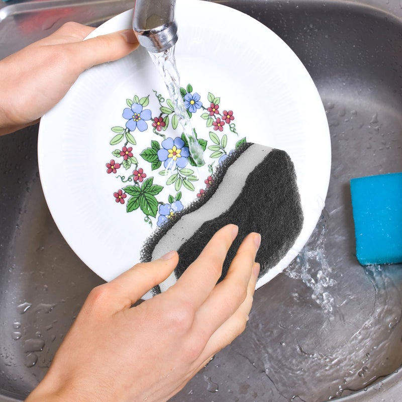 Reusable Compact 3 Layer Scrub Sponges for Non Stick Cookware Multi Purpose Cleaning - Image 4