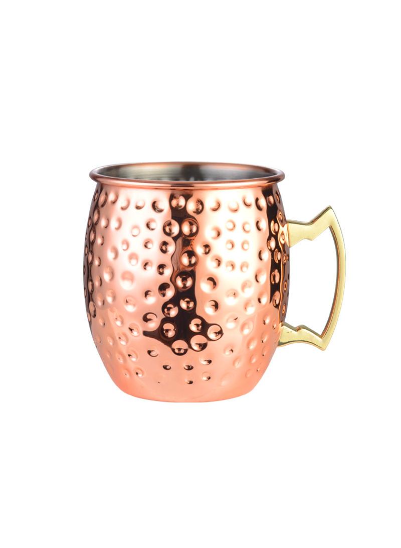 1-Pieces Moscow Mule Cup Stainless Steel Copper Hammered Cups Ice Drinking Cup Rose Gold-B 530ml  - Image 1