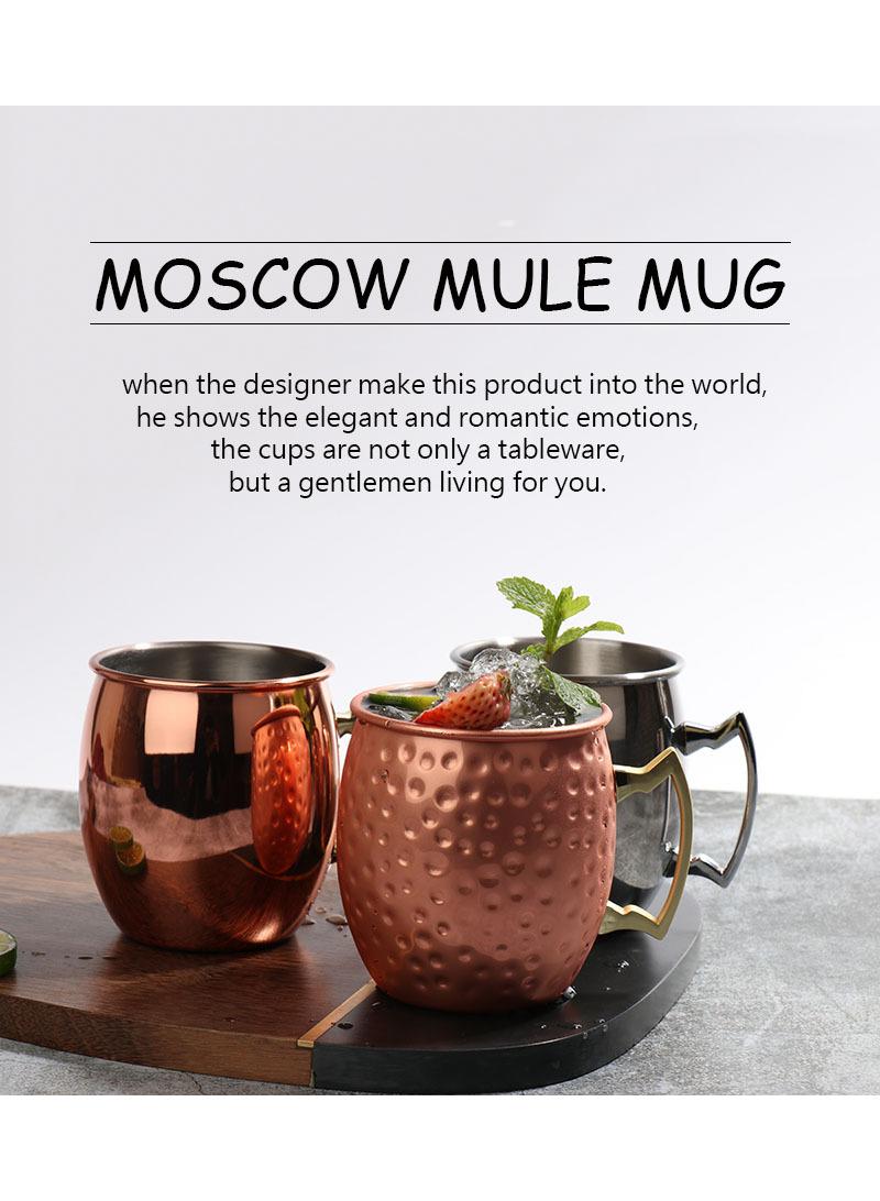 1-Pieces Moscow Mule Cup Stainless Steel Copper Hammered Cups Ice Drinking Cup Rose Gold-B 530ml  - Image 5