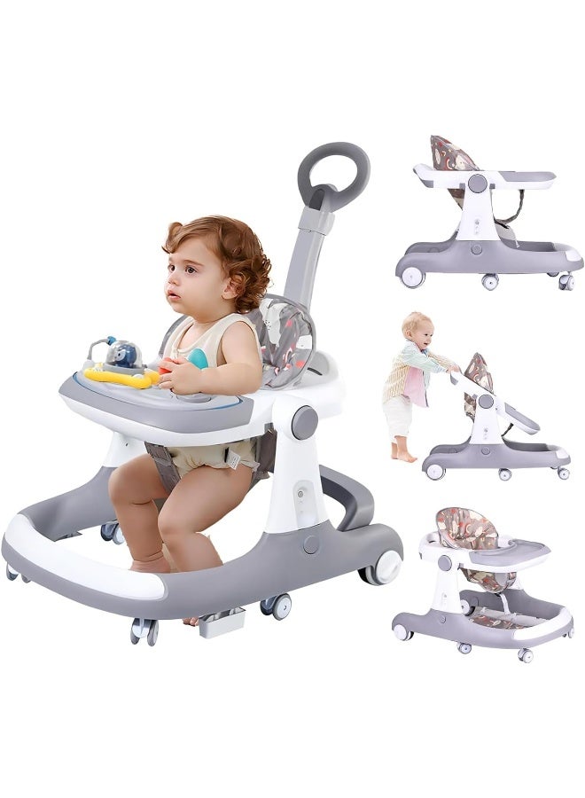 مشاية أطفال 3 في 1 مع مقبض دفع للوالدين، مشايات للأطفال مع عجلات، ارتفاع قابل للتعديل، متعددة الوظائف ومقعد مريح كبير، سجادة ترامبولين قابلة للفك للأطفال من الأولاد والبنات - Image 2