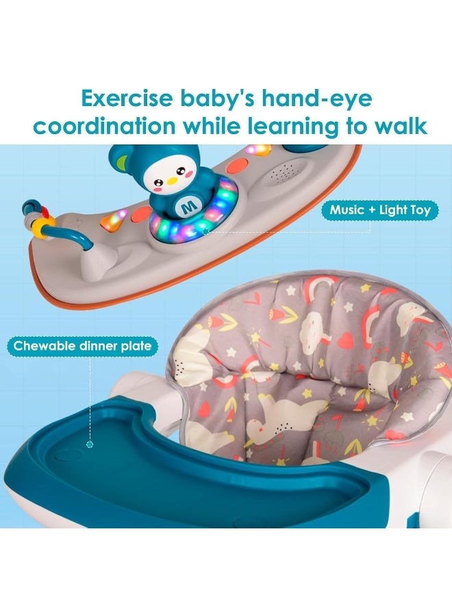 مشاية أطفال 3 في 1 مع مقبض دفع للوالدين، مشايات للأطفال مع عجلات، ارتفاع قابل للتعديل، متعددة الوظائف ومقعد مريح كبير، سجادة ترامبولين قابلة للفك للأطفال من الأولاد والبنات - Image 4