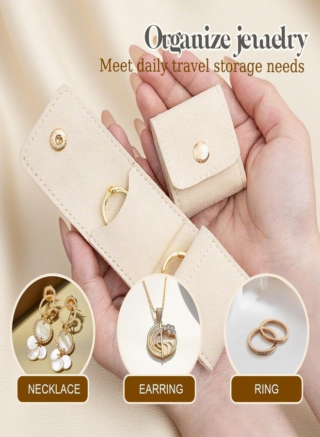 MATSON Rings Roll Up Pouch,Foldable Jewelry Organizer Case, 4-compartment Roll Up Compact Jewellery Case with Snap Button,Mini Travel Jewellery Pouche for Rings, Earrings (Size : 4.5 x 5 cm) - Image 4