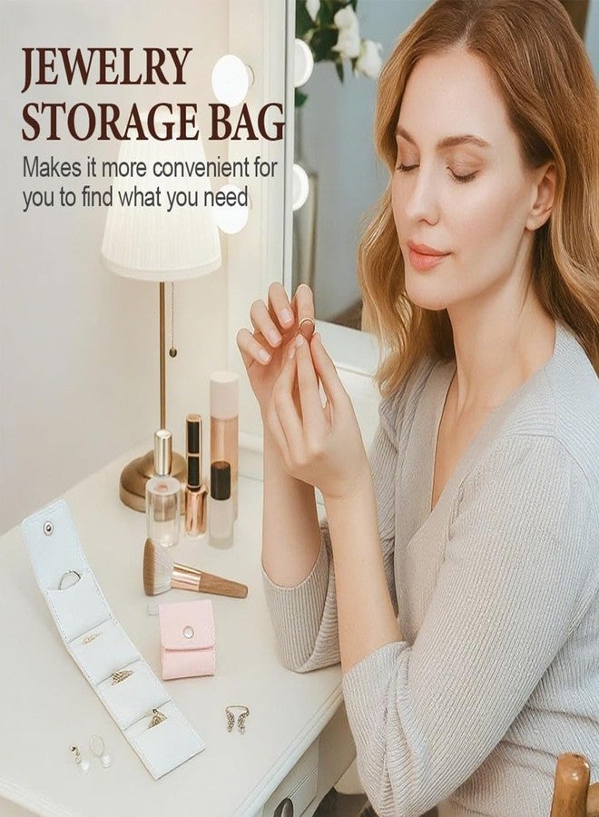 MATSON Rings Roll Up Pouch,Foldable Jewelry Organizer Case, 4-compartment Roll Up Compact Jewellery Case with Snap Button,Mini Travel Jewellery Pouche for Rings, Earrings (Size : 4.5 x 5 cm) - Image 5