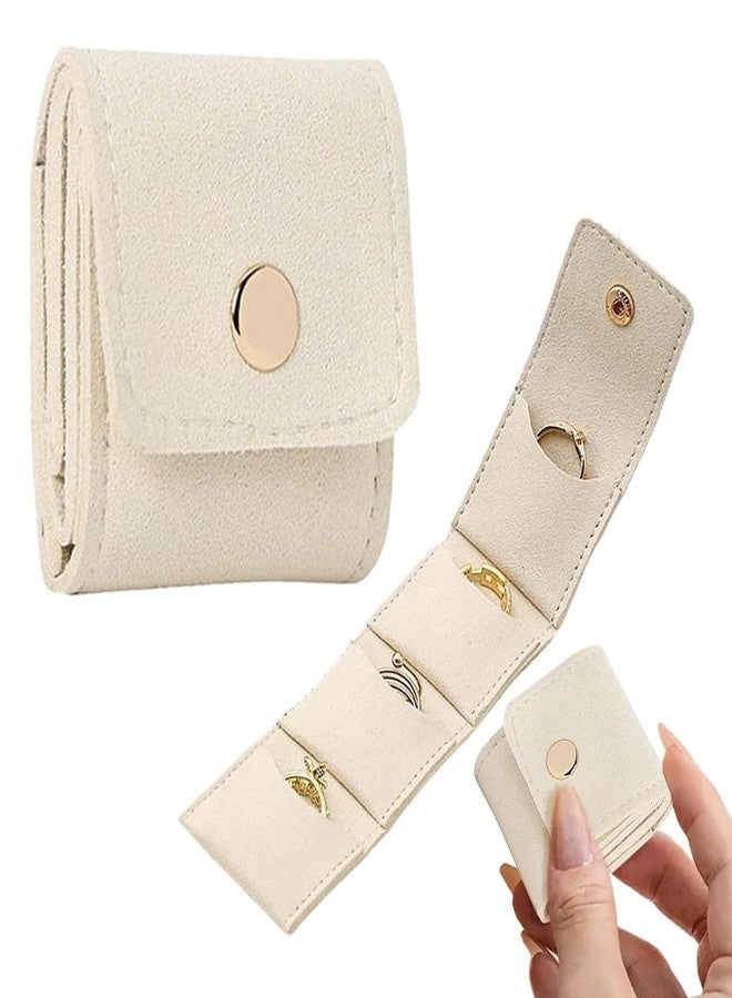 MATSON Rings Roll Up Pouch,Foldable Jewelry Organizer Case, 4-compartment Roll Up Compact Jewellery Case with Snap Button,Mini Travel Jewellery Pouche for Rings, Earrings (Size : 4.5 x 5 cm) - Image 1