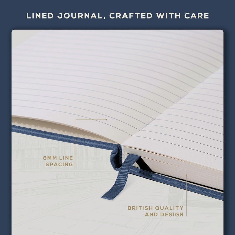 Beechmore Books Lined Journal Notebook, 5.8 x 8.3 inch, A5 160 Lined Pages, Hardcover Leather Journals for Women, Men, Writing and Notebooks for Work - 120 GSM Thick Paper, Gifts Box Included - Image 5