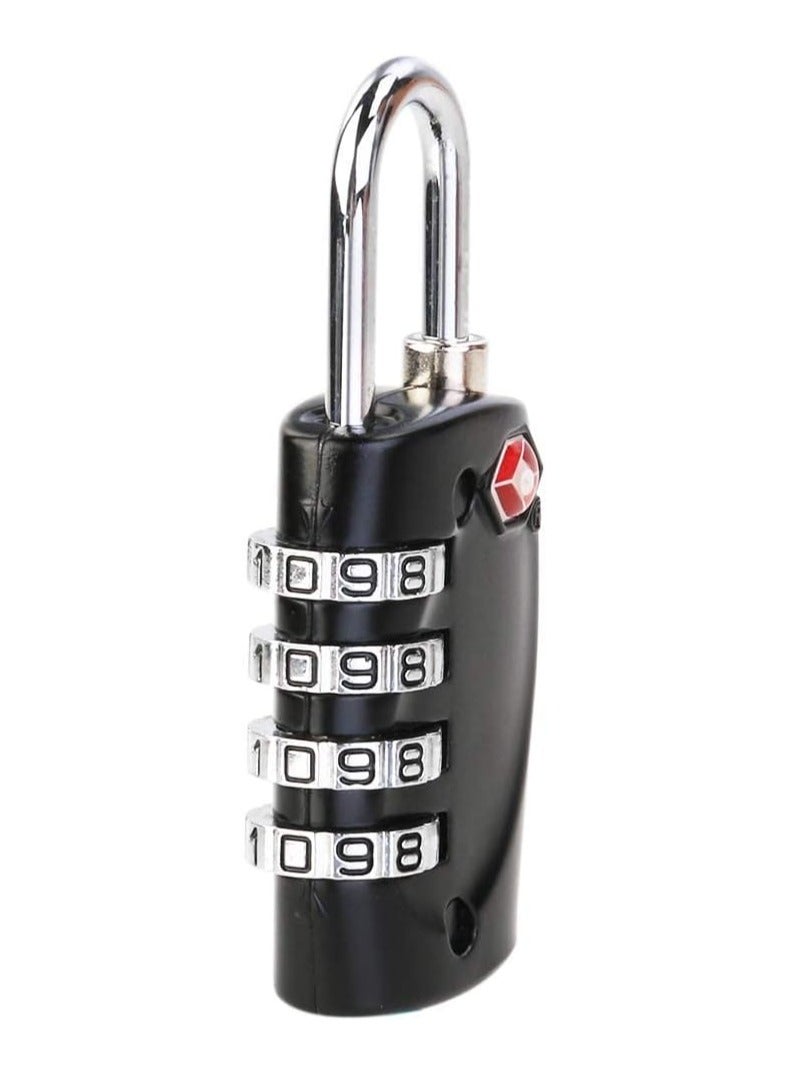 Luggage Locks - 4 Digit Combination Steel Padlocks - Approved Travel Lock for Suitcases & Baggage - Black - Image 2