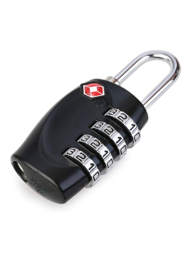 Luggage Locks - 4 Digit Combination Steel Padlocks - Approved Travel Lock for Suitcases & Baggage - Black - Image 1
