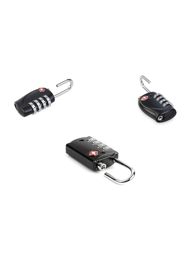 Luggage Locks - 4 Digit Combination Steel Padlocks - Approved Travel Lock for Suitcases & Baggage - Black - Image 4