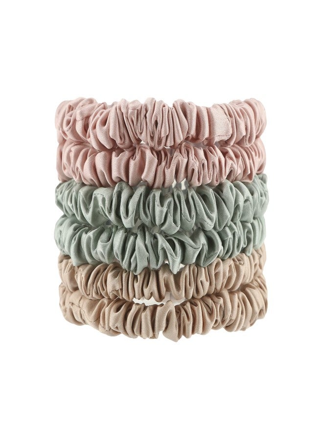 ميوين ربطات شعر Miwen Silk Scrunchies مصنوعة من حرير التوت النقي 100%، لطيفة على الشعر، ناعمة ولامعة، تقلل من الشد والتقصف، مثالية لربطات ذيل الحصان (صغيرة، شامبانيا + أخضر + وردي كرزي) - Image 2