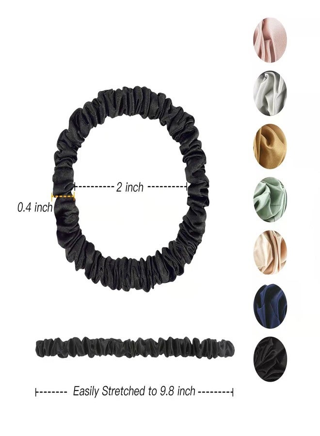 ميوين ربطات شعر Miwen Silk Scrunchies مصنوعة من حرير التوت النقي 100%، لطيفة على الشعر، ناعمة ولامعة، تقلل من الشد والتقصف، مثالية لربطات ذيل الحصان (صغيرة، شامبانيا + أخضر + وردي كرزي) - Image 3