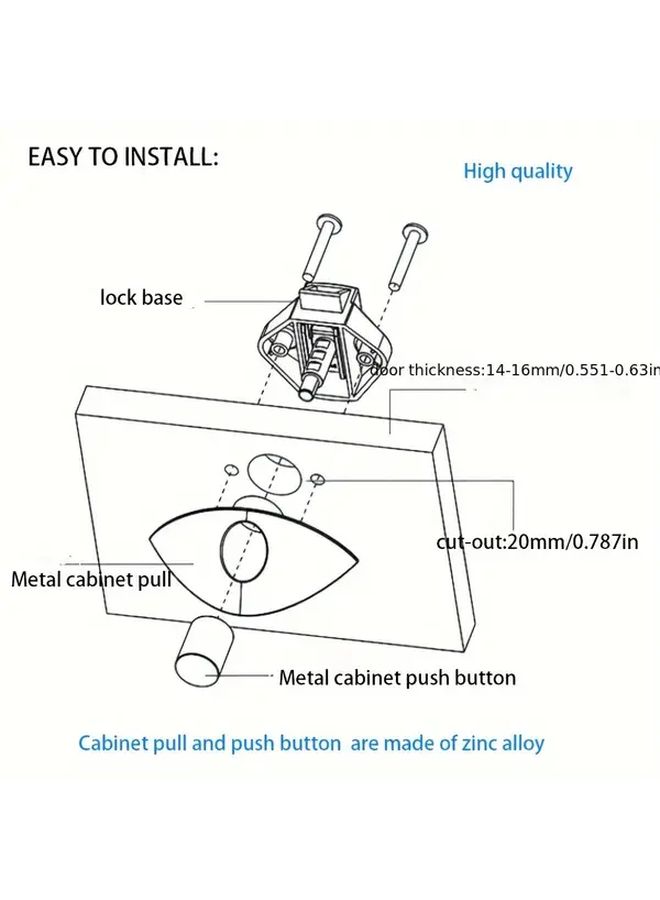 Chrome Push Button Lock For RV Boat Cabinet Drawer 20mm Half Moon Shape - Image 5