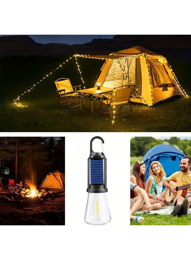 قطعتان من مصابيح LED تعمل بالطاقة الشمسية باللون الأسود للرحلات، شحن عبر USB، للاستخدام في الهواء الطلق في الحديقة أو الفناء - Image 4