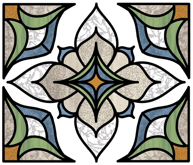 InHome NH2415 Blue Alden Stained Glass Decal Green