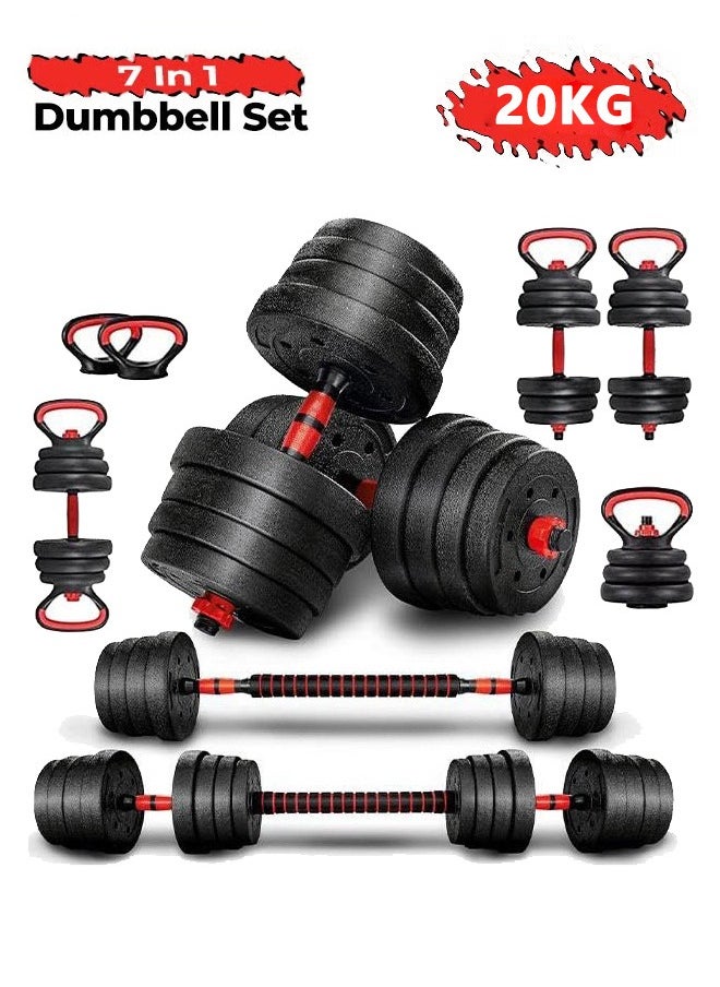 Arabest 4 in1 Dumbbells Set,Adjustable Dumbbell Set for Gym Used as Barbell, Kettlebells,Push up Stand Dumbbell Body Building 20KG Set,Free Weights Set for Home Fitness  - Image 1