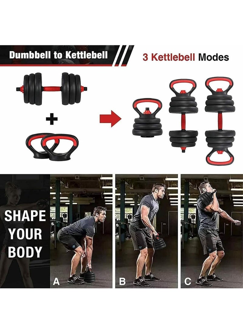 Arabest 4 in1 Dumbbells Set,Adjustable Dumbbell Set for Gym Used as Barbell, Kettlebells,Push up Stand Dumbbell Body Building 20KG Set,Free Weights Set for Home Fitness  - Image 5