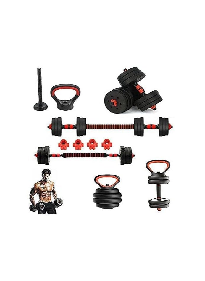 Arabest - 4 in1 Dumbbells Set,Adjustable Dumbbell Set for Gym Used as Barbell, Kettlebells,Push up Stand Dumbbell Body Building 20KG Set,Free Weights Set for Home Fitness - Image 1