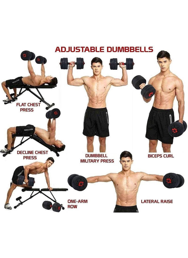 Arabest 4 in1 Dumbbells Set,Adjustable Dumbbell Set for Gym Used as Barbell, Kettlebells,Push up Stand Dumbbell Body Building 20KG Set,Free Weights Set for Home Fitness  - Image 4