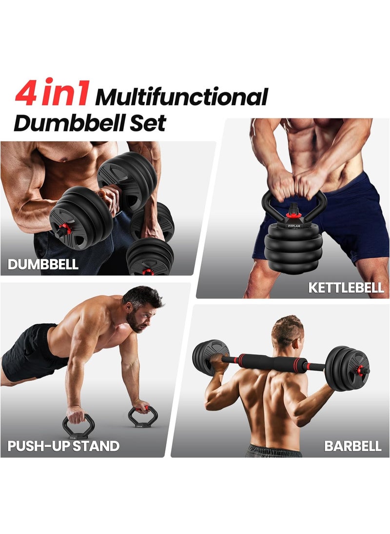 Arabest 4 in1 Dumbbells Set,Adjustable Dumbbell Set for Gym Used as Barbell, Kettlebells,Push up Stand Dumbbell Body Building 20KG Set,Free Weights Set for Home Fitness  - Image 3