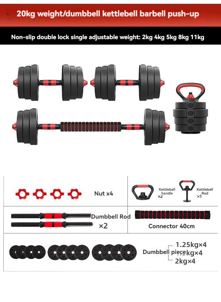 Arabest - 4 in1 Dumbbells Set,Adjustable Dumbbell Set for Gym Used as Barbell, Kettlebells,Push up Stand Dumbbell Body Building 20KG Set,Free Weights Set for Home Fitness - Image 1