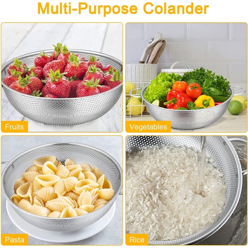 TGOPIT Stainless Steel Colander MicroPerforated Colander with Handle Metal Strainer for Draining Rinsing Washing Pasta Spaghetti Rice Vegetables Fruits Heavy Duty Dishwasher Safe - Image 4