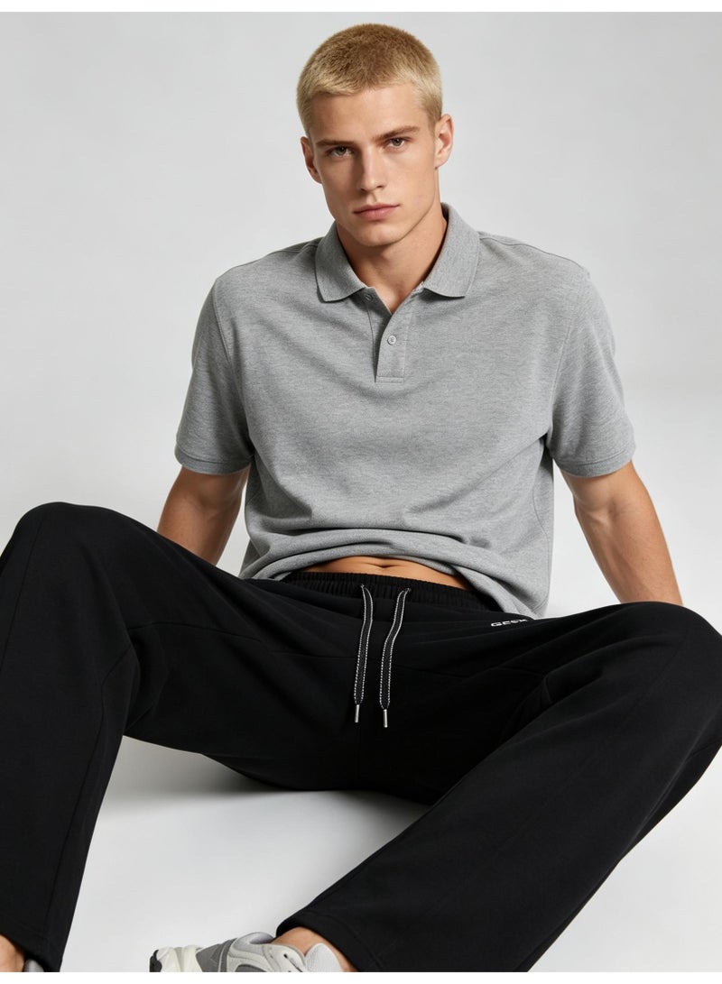 GEOX Unisex Loose Wide Leg Casual Sweatpants, Elastic Waist Drawstring Trousers, Black - Image 2