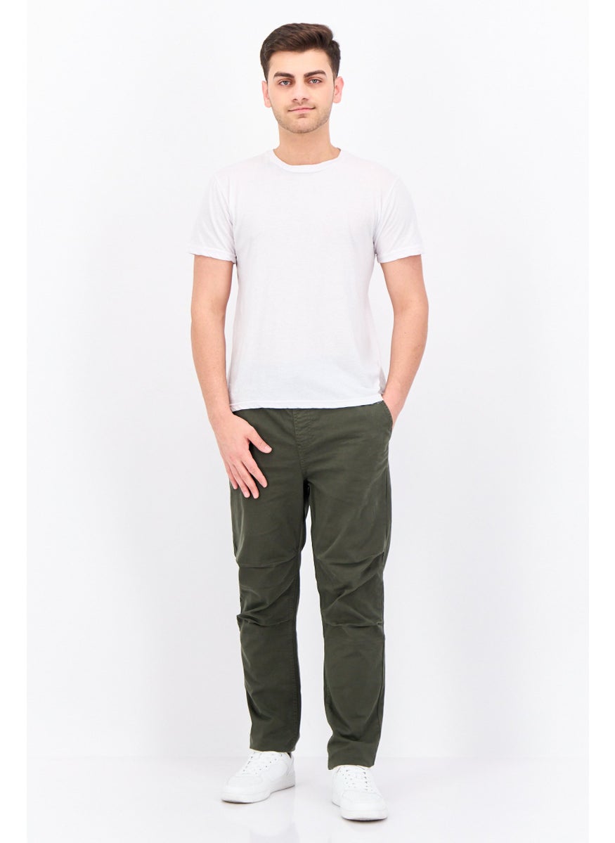 CROSSHATCH Men Regular Fit Solid Chino Pants, Olive  - Image 4