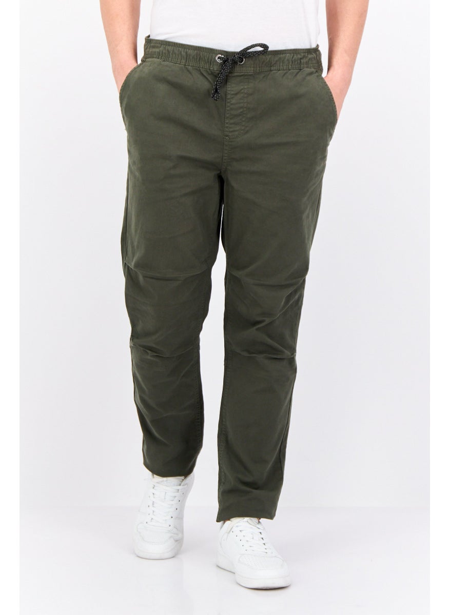 CROSSHATCH Men Regular Fit Solid Chino Pants, Olive  - Image 1