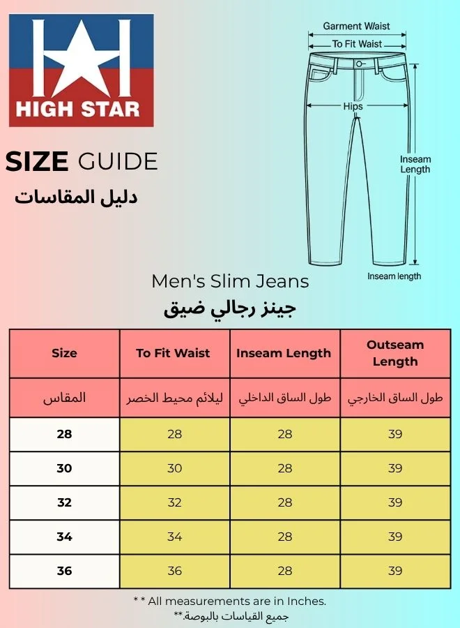 HIGH STAR Men Blue Slim Fit Heavy Fade Stretchable Jeans