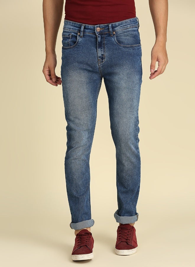 HIGH STAR Men Blue Slim Fit Heavy Fade Stretchable Jeans - Image 1