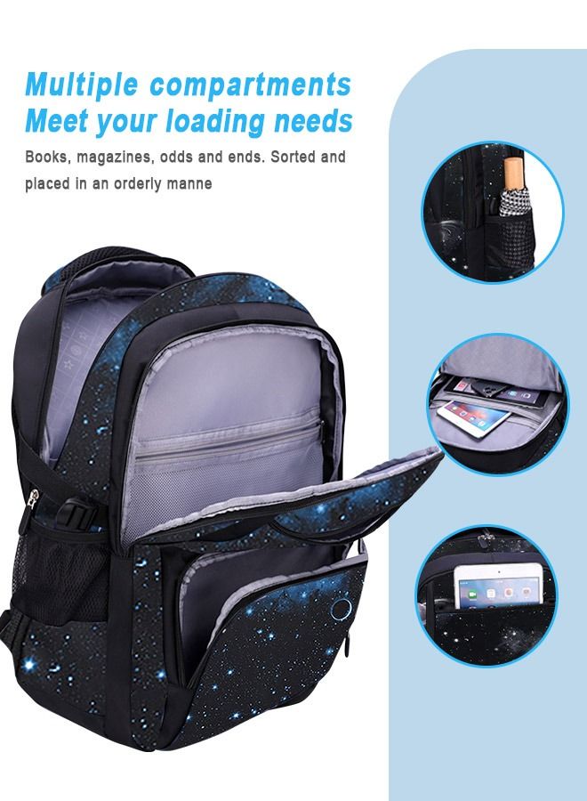 Kids Backpack for Boys Girls Nylon Elementary Middle School Bags Durable Galaxy-print Children Bookbags Water-resistant Casual Travel Back Pack