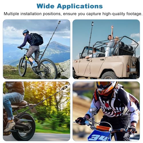 ChromLives Motorcycle Mount Kit Compatible with Insta 360 X4 X5, Bike Handlebar Clamp Mounts for Gopro, 59" Invisible Selfie Stick with Double Clamp for Action Camera,Motorcycle Bicycle Riding Records - Image 5