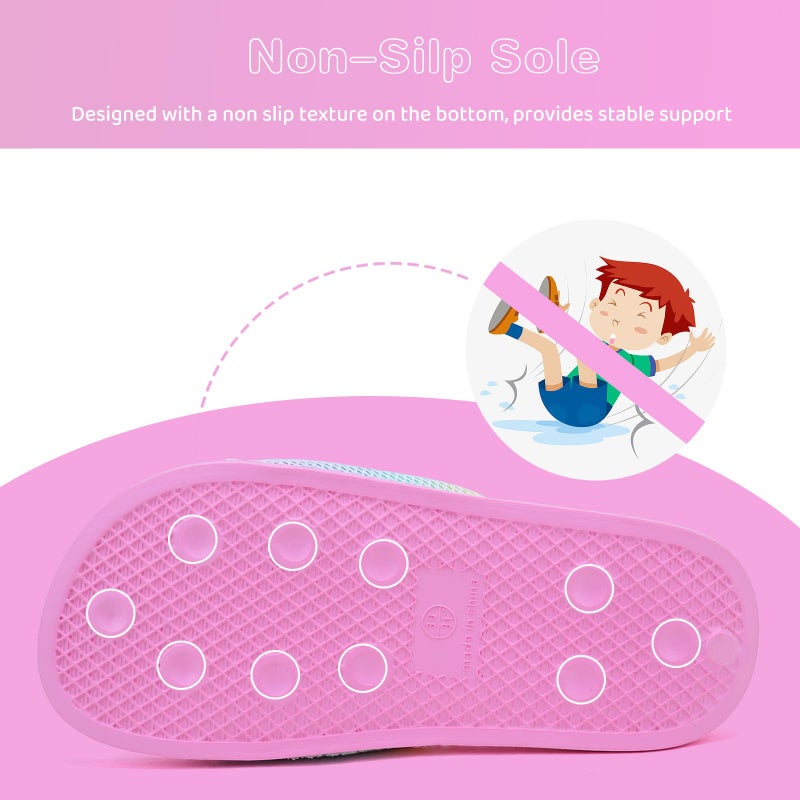 WateLves Girls & Boys Slide Sandals Kids Summer Slippers Slip On for Outdoor Beach Pool Shower (Little Kid/Big Kid) (Rainbow, 32/33) - Image 3
