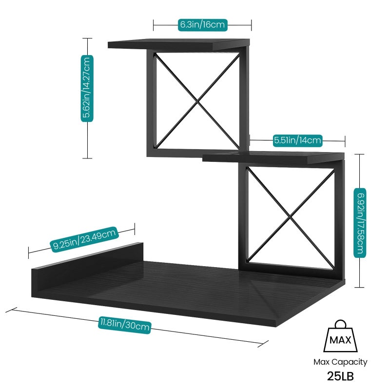ELITEROO Wood Desktop Shelf, 3 Tier Desk Shelves Small Bookshelf Organizer, Office Storage Rack and Cubicle Organizers Accessories for Dorm Office Home Decor, Black - Image 2