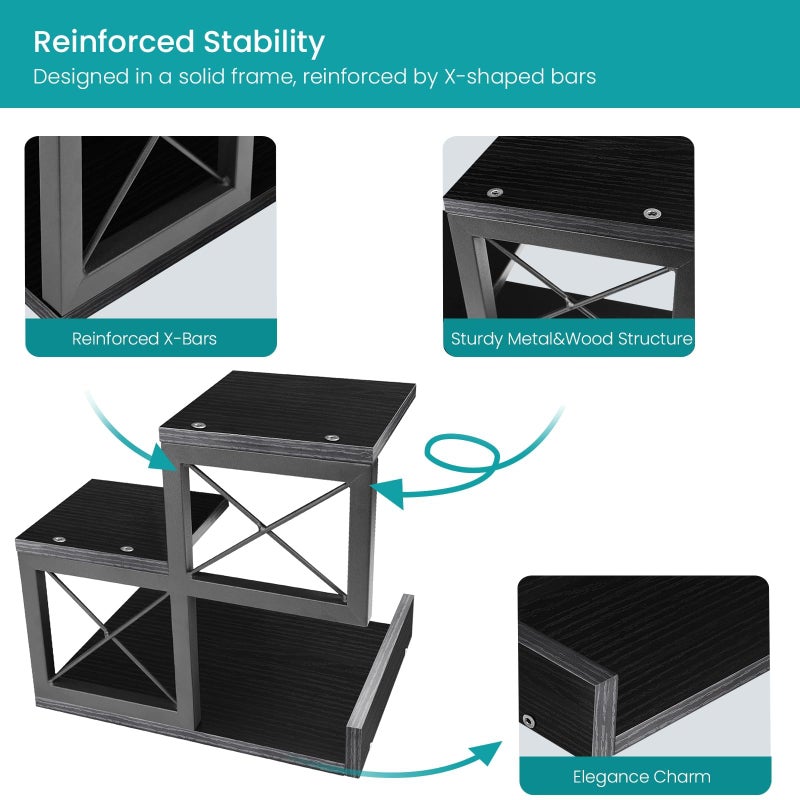 ELITEROO Wood Desktop Shelf, 3 Tier Desk Shelves Small Bookshelf Organizer, Office Storage Rack and Cubicle Organizers Accessories for Dorm Office Home Decor, Black - Image 4