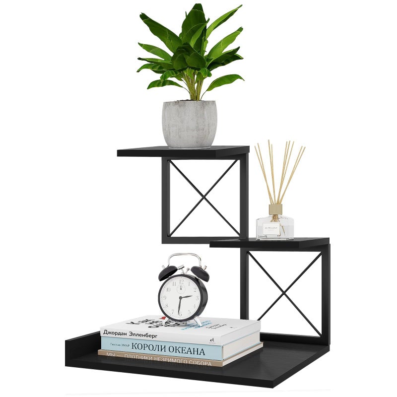 ELITEROO Wood Desktop Shelf, 3 Tier Desk Shelves Small Bookshelf Organizer, Office Storage Rack and Cubicle Organizers Accessories for Dorm Office Home Decor, Black - Image 1