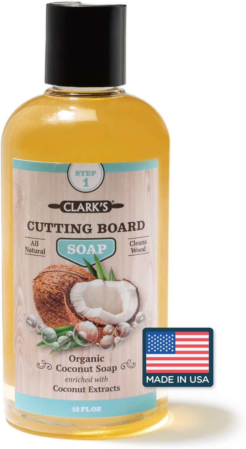 CLARKS Cutting Board Refined Coconut Soap  Plant Based Food Safe Castile Soap For Countertops Butcher Blocks Bamboo And Utensils  Cleans And Restores Wood  Use Before Food Grade Mineral Oil