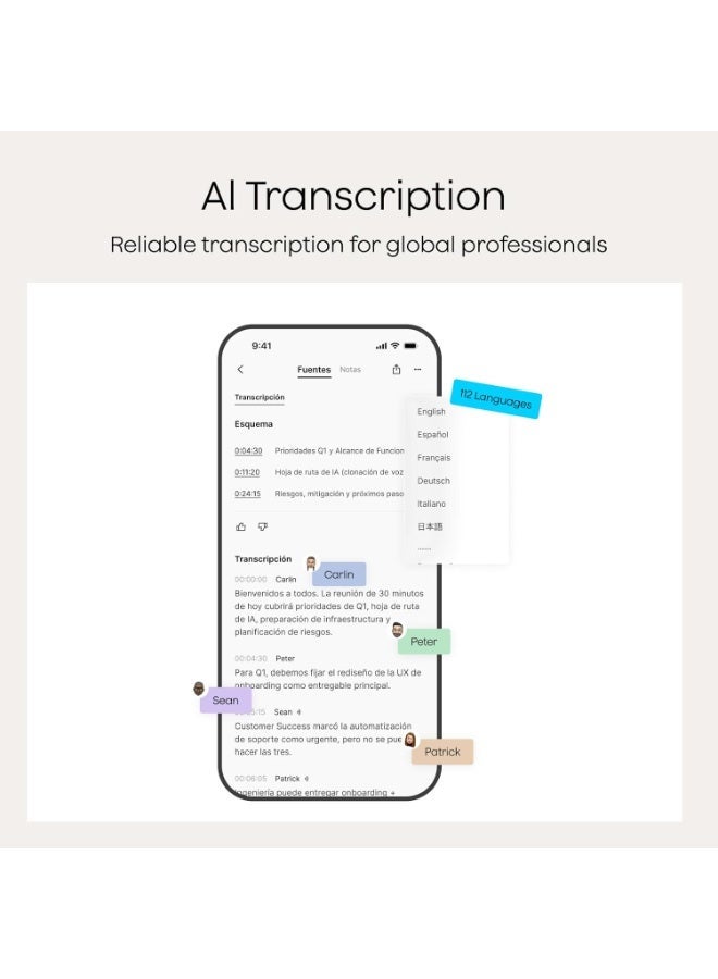 بلود NotePin S جهاز تدوين ملاحظات بالذكاء الاصطناعي قابل للارتداء، 2 ميكروفون MEMS، BLE 5.2 / Wi-Fi منفذ USB، بطارية 320 mAh، سعة تخزين 64 GB، مدى تسجيل فعال يصل إلى 3 أمتار، أسود - Image 4