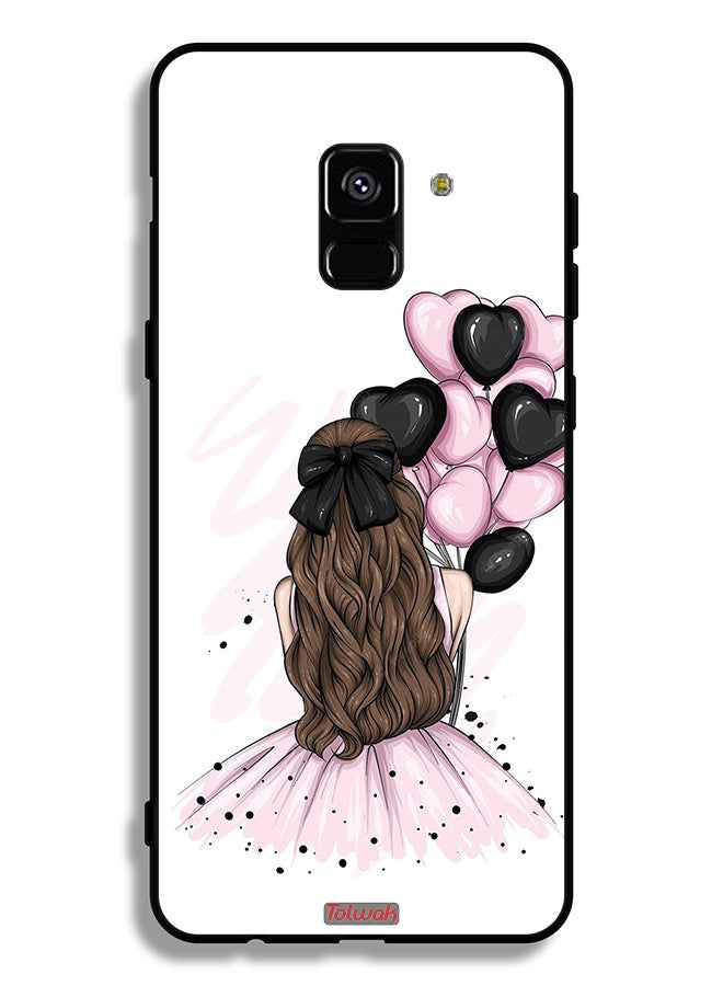 Tolwak Samsung Galaxy A8 Plus (2018) Protective Case Cover Holding Balloons Girl Art - Image 1