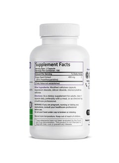 Grape Seed Extract 400 mg - Antioxidant & Immune Support - Standardized Extract with 95% Proanthocyanidins- Non GMO, 180 Vegetarian Capsules