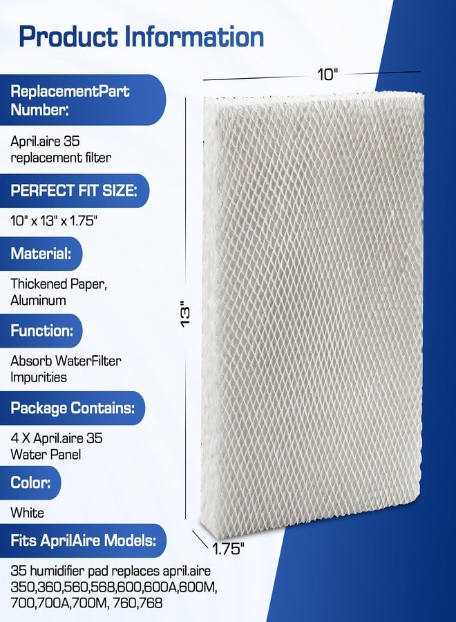Pokin 4 Pack 35 Water Panel Humidifier Filter Replacement 10" x 13" - Compatible with April.aire Humidifier 300 350 360 560 560A 568 600 600A 700 700A 700M 760 760A 768 April.aire Whole House Humidifier - Image 3
