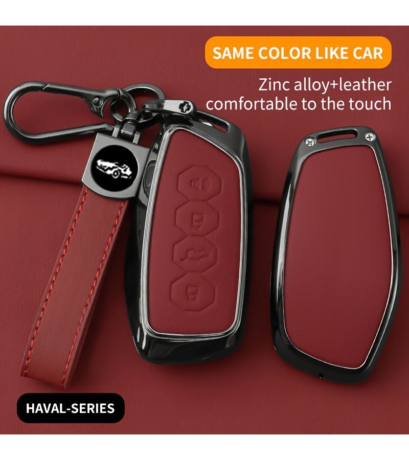 Red Car Key Case With Hand Rope For Haval Models Including Hover XY H6 Dargo M6 H9 H6S F7 F7X Jolion X DOG H2 H3 H5 H7 H8 M4 F7H H2S New Generation H6 Cool Dog Active Dog Big Dog Raptor Xiaolong H5 Car Accessories Protective Shell - Image 3